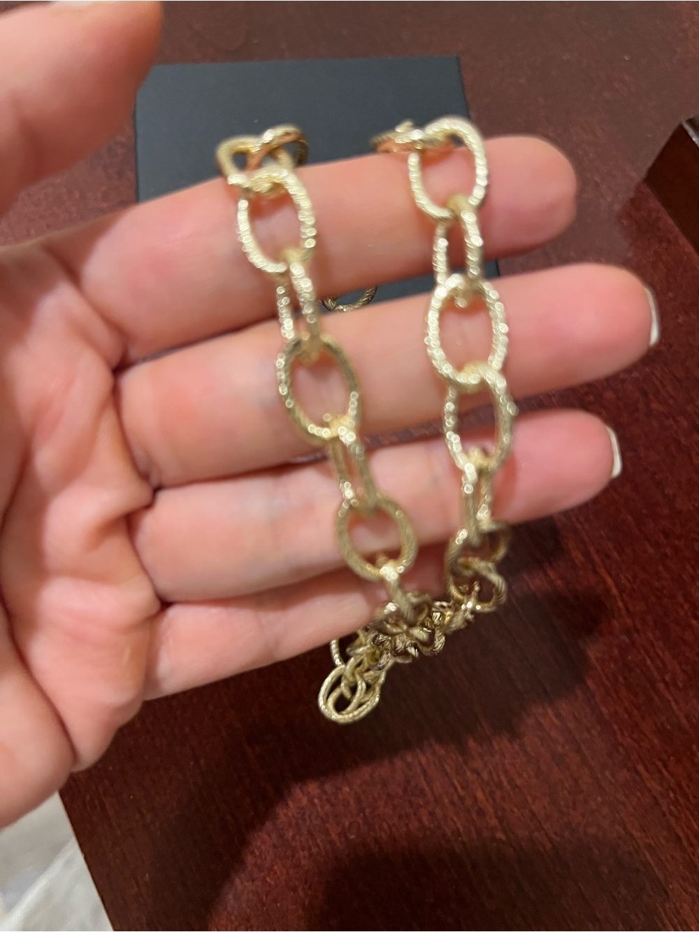 Freida Rothman Gold Textured Link Necklace - Picture 4 of 5